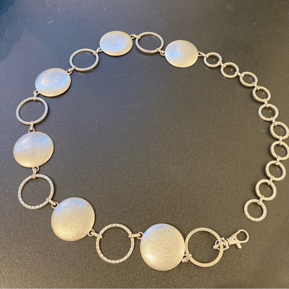 Vintage Silver tone concha round circle chain belt